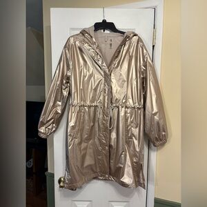 Loft Lou & Grey Gold Metallic Hooded Women's Rain Jacket